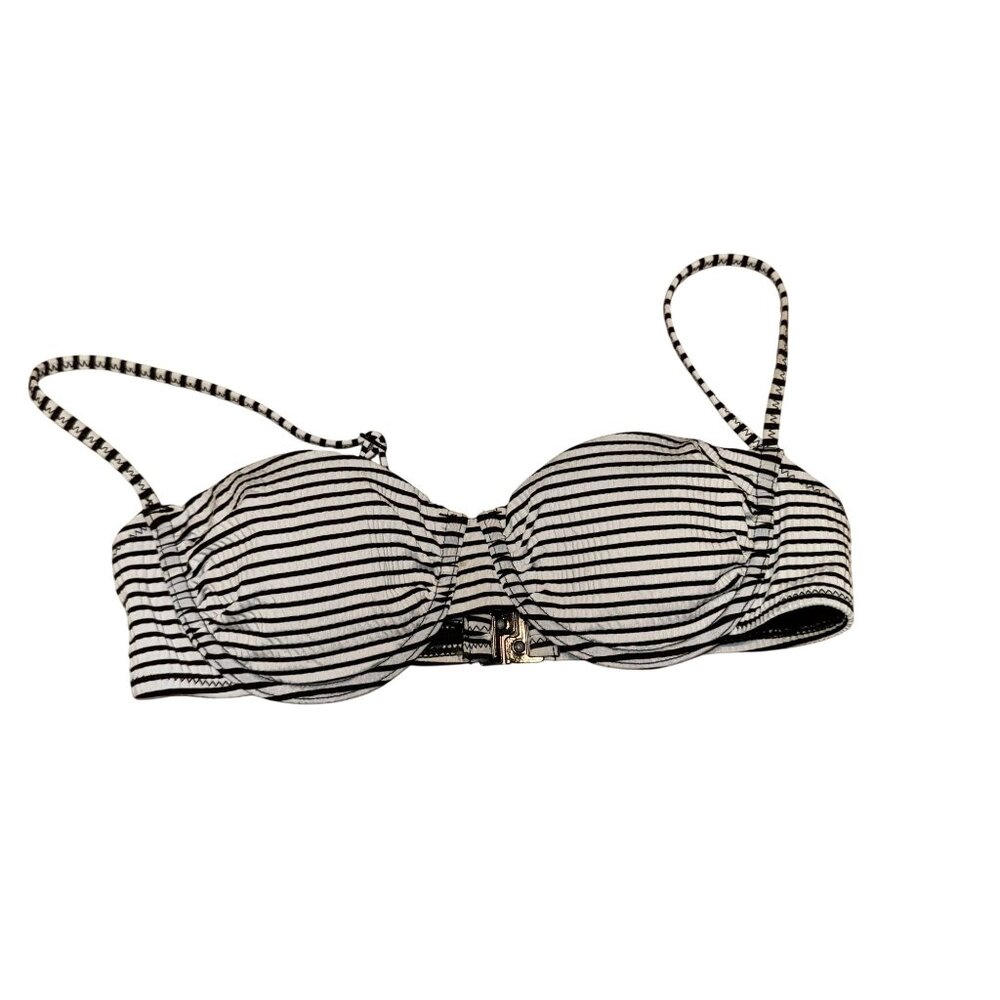 Solid & Striped x Sophia Richie Grange The Miranda Noir White Stripe Bikini Top
